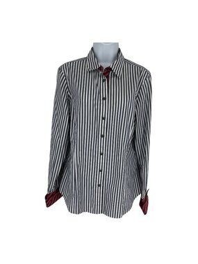 Brooks Brothers Womens Striped Button-Up Long Sleeve Contrast Cuff Shirt Size 14